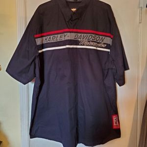 Harley-Davidson logo front and back button down 3x tall dress short sleeve shirt